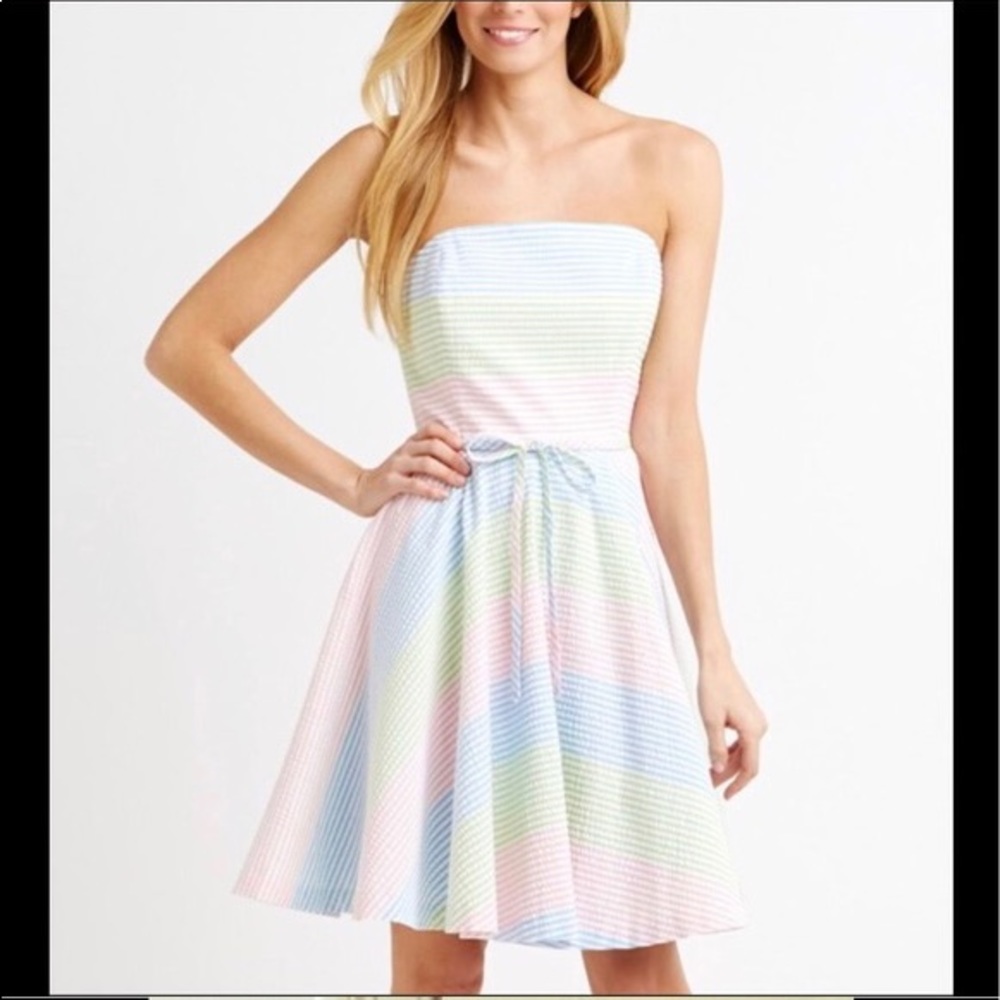 Vineyard Vines Strapless Rainbow Seersucker Dress : Kentucky Derby size 8